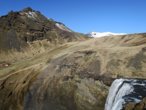 Skógafoss waterfall with a drop of 60 meters. 